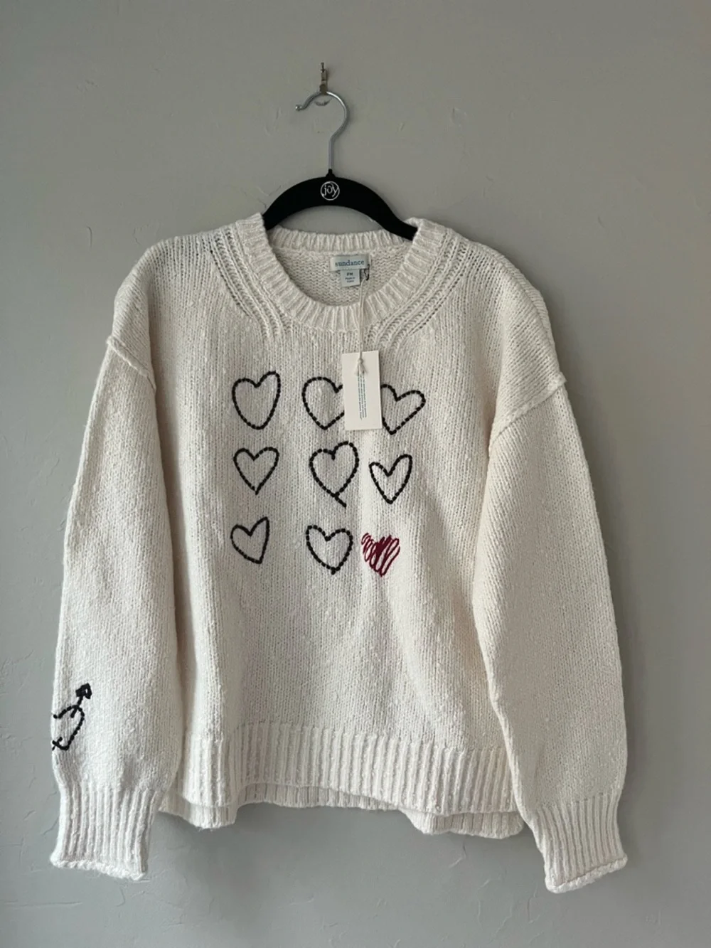 SUNDANCE CHUNKY KNIT HEART SWEATER PM PETITE M - Picture 1 of 3